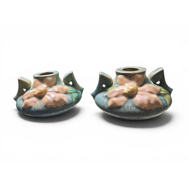 Roseville-Style Floral Wall Pockets, Pair