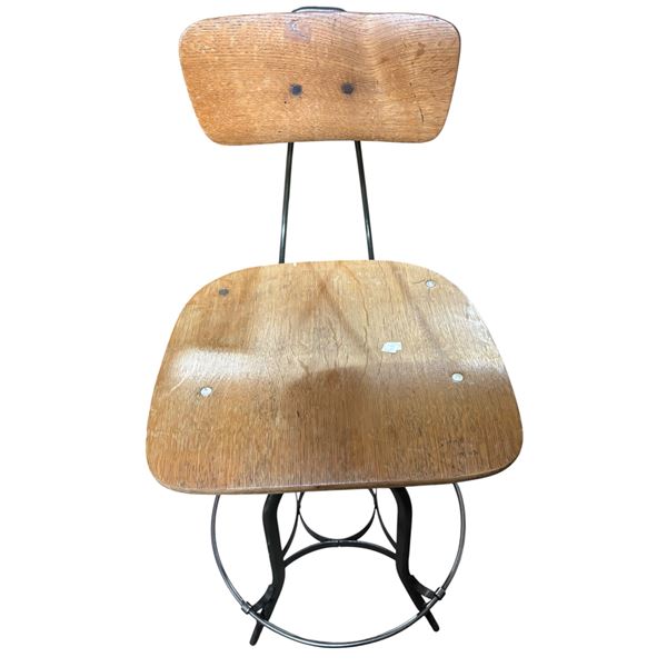 Vintage Industrial Wood & Metal Shop Stool