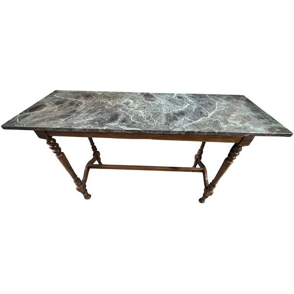 Antique Green Marble-Top Console Table (50x17x30.5)