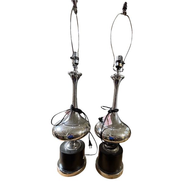 Group of 2x Chrome Lamp Base