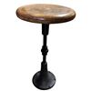 Image 1 : Vintage Wood-Top Swivel Stool, Cast Iron Pedestal Base