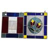 Image 1 : Pair of Leaded/Stained Glass Panels, Geometric & Floral Design