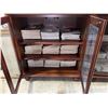 Image 3 : Antique Mahogany Glass-Front Bookcase Cabinet, 3-Door (28x18x31.5)