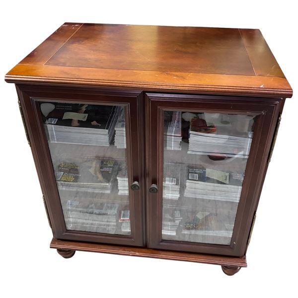 Antique Mahogany Glass-Front Bookcase Cabinet, 3-Door (28x18x31.5 - Contents Not Included)