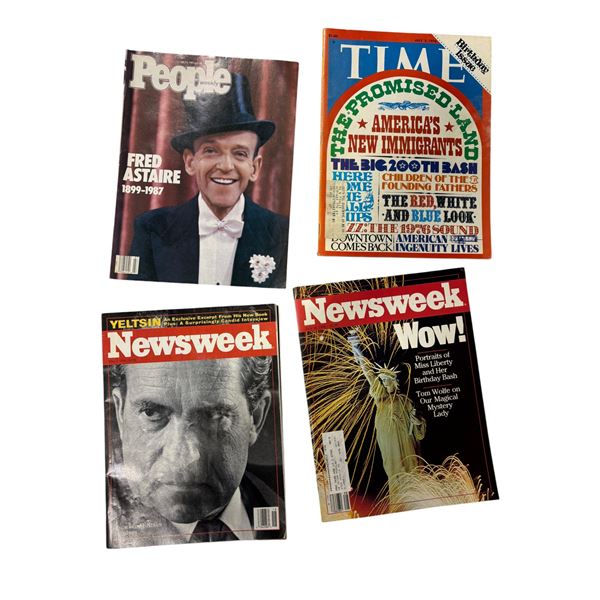 Group of 4: Newsweek (Nixon), Newsweek (Liberty Fireworks), TIME (Bicentennial), People (Fred Astair