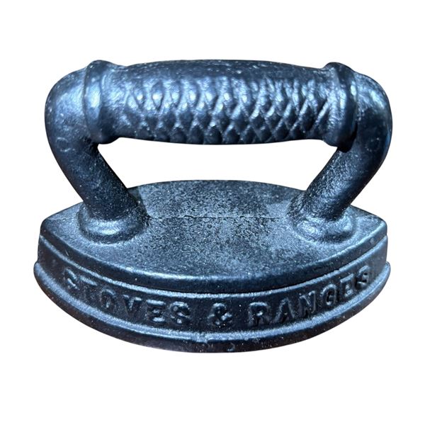 Antique Cast Iron Sad Iron, "Stoves & Ranges" Marking