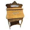 Image 1 : Antique Oak Fall-Front Desk with Carved Mirror Back