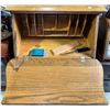 Image 2 : Antique Oak Fall-Front Desk with Carved Mirror Back