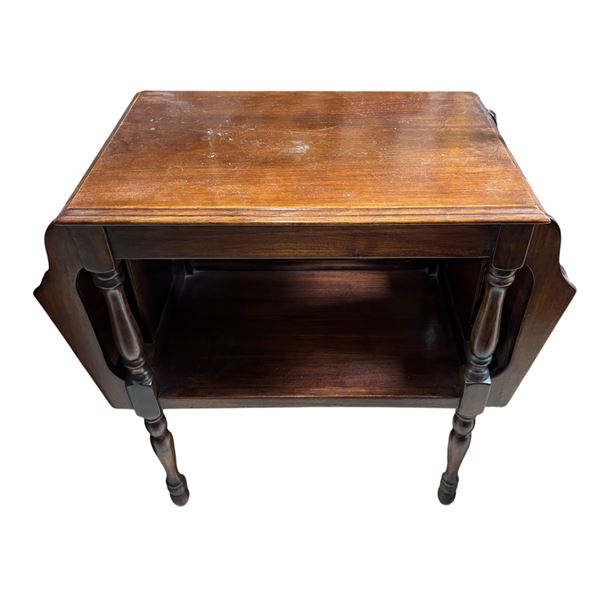 Antique Two-Tier Wood Side Table
