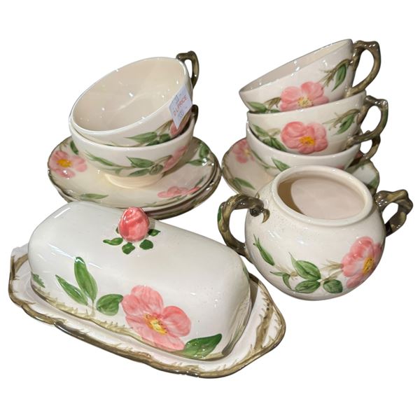 Franciscan Desert Rose Grouping: Covered Butter Dish, Sugar Bowl & Cup/Saucer Sets