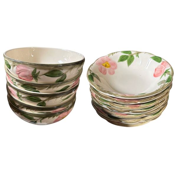 Franciscan Desert Rose 12-Pcs Bowl Lot: 5 Cereal/Soup & 7 Fruit/Dessert Bowls