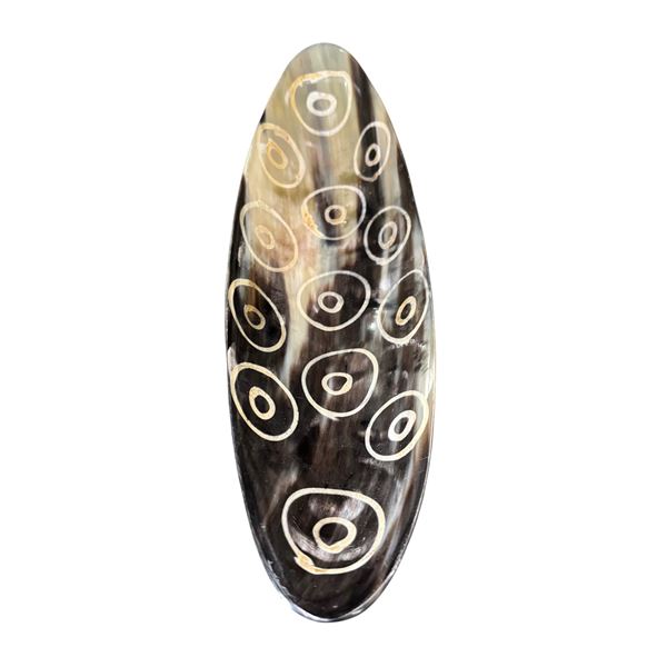 Carved Polished Horn Vessel with Peacock-Feather Eye Motifs
