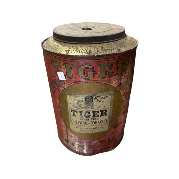 Antique Tiger Chewing Tobacco Advertising Tin