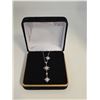 Image 1 : Delicate Sterling Silver Off Set Star Necklace with Crystals - 18" long with a 1.5" drop - Total wei
