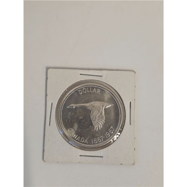 1967 Canadian Silver Dollar - 80% Silver Centennial Flying Goose Dollar - Circulated