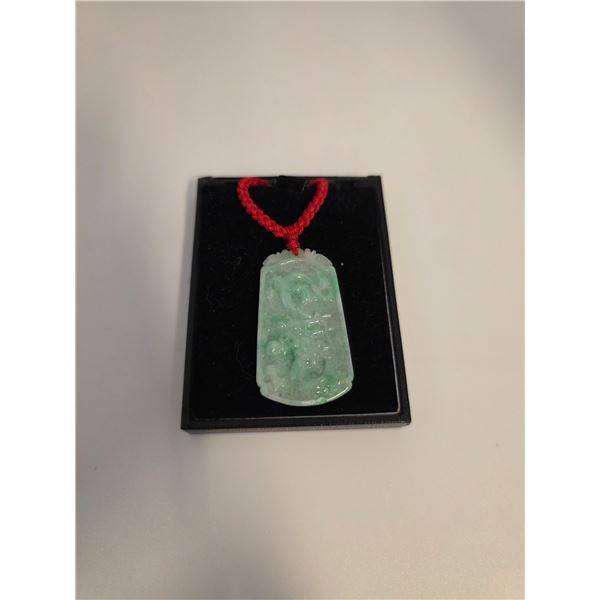 Good Luck Jade Jadeite Dragon Pendant - 1" x 1.75" long