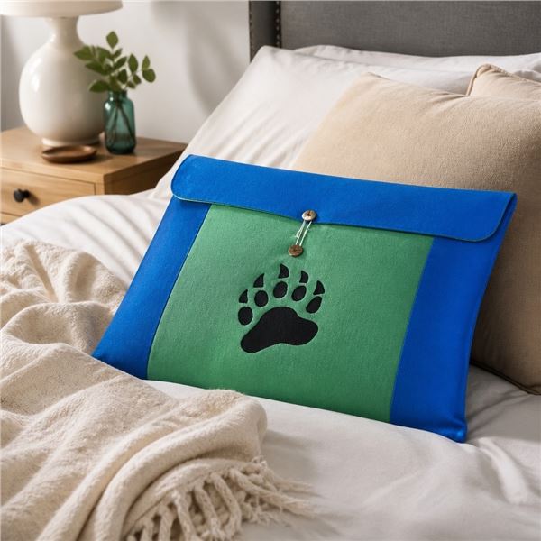 Paul Johnny, Felt Applique Bear Paw Wall Hanging/Pouch (Blue/Green)