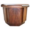 Image 2 : Octagonal Wood Side Table with Parquet Top, 25.5" dia x 20"H