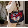 Image 1 : Paul Johnny, Denim Tote Bag with Felt Applique Bird Design