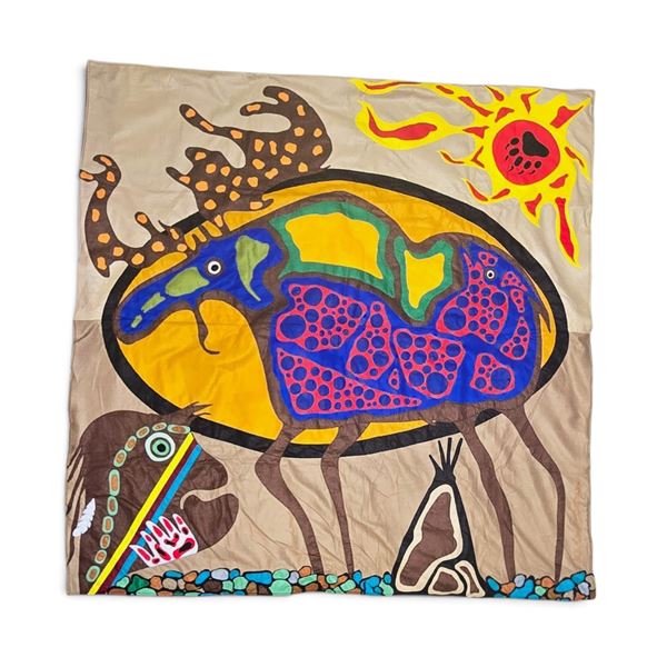 Paul Johnny, Large Felt Applique Blanket/Wall Hanging, Woodland Style Multi-Animal Design