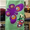 Image 2 : Paul Johnny, Felt Appliqué Scarf Butterfly & Floral Design (Green/Blue)