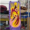 Image 2 : Paul Johnny, Felt Appliqué Scarf Woodland Style Bird Design (Purple/Yellow)
