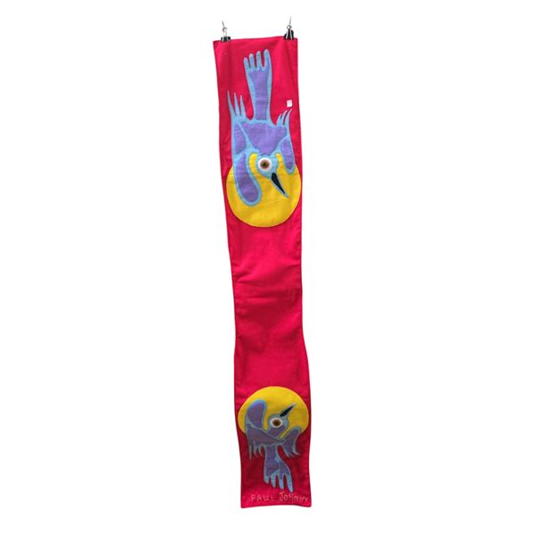 Paul Johnny, Felt Applique Wall Hanging, Woodland Style Bird Design (Red)