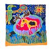 Image 1 : Paul Johnny, Blue Felt Appliqué Wall Hanging with Moose and Sun Motifs