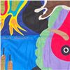 Image 3 : Paul Johnny, Blue Felt Appliqué Wall Hanging with Moose and Sun Motifs