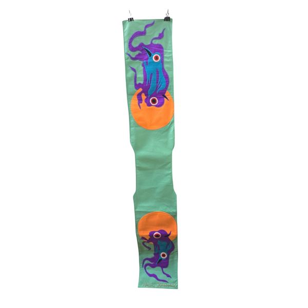 Paul Johnny, Green Felt Applique Wall Hanging with Abstract Figures