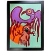 Image 2 : Paul Johnny, Framed Pink Artwork with Abstract Animal Figure