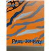 Image 4 : Paul Johnny, Framed Orange Artwork with Abstract Bird and Sun Motifs