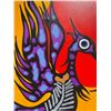 Image 3 : Paul Johnny, Framed Orange Artwork with Abstract Blue Bird and Sun