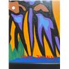 Image 4 : Paul Johnny, Framed Orange Artwork with Abstract Blue Bird and Sun