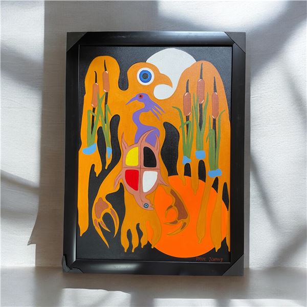 Paul Johnny, Black Felt Applique Wall Hanging with Abstract Bird Figure