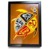 Image 2 : Paul Johnny, Framed Orange Artwork with Turtle Motifs