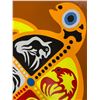 Image 3 : Paul Johnny, Framed Orange Artwork with Turtle Motifs