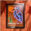 Image 1 : Paul Johnny, Framed Artwork with Blue Heron Figure