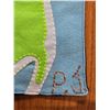 Image 3 : Paul Johnny, Light Blue Felt Appliqué Scarf with Abstract Bird Figures