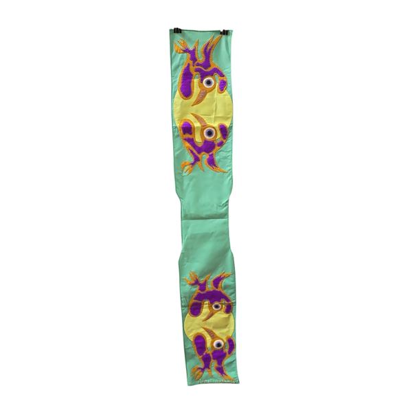 Paul Johnny, Green/Yellow Felt Applique Wall Hanging Woodland Style Bird Design