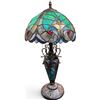 Image 1 : Tiffany-Style Dragonfly Stained Glass Table Lamp (Teal)