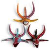 Image 1 : 3-Pcs Miguel Caraballo and Lian Caraballo Ramos, 5-Horn Vejigante Carnival Masks, Puerto Rico