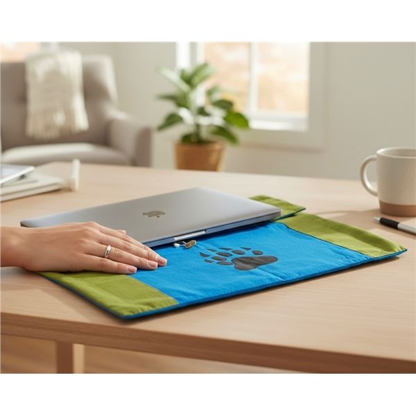 Paul Johnny, Felt Applique Bear Paw Wall Hanging/Pouch (Blue/Green)