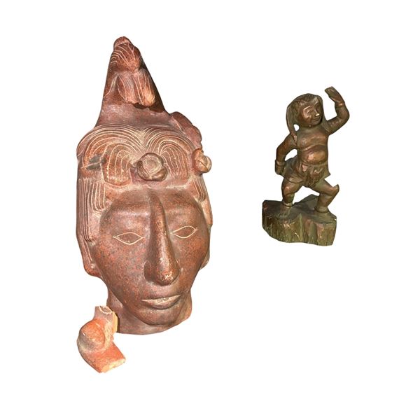 Pre-Columbian Style Terracotta Head Sculpture