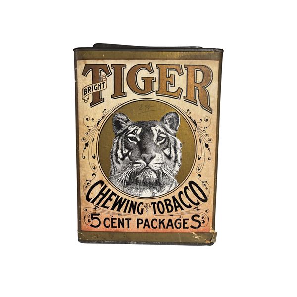 19th Century Tiger Chewing Tobacco Store Counter Display, H11" x W8" x D6"