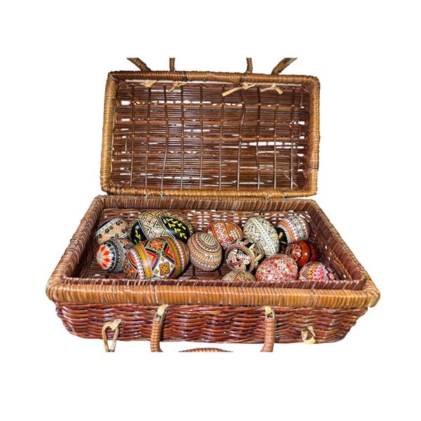 Wicker Basket with Decorative Eggs