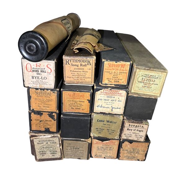 Antique Player Piano Roll Collection - QRS, Supertone, Imperial Song Record & Others (Lot of 16+)