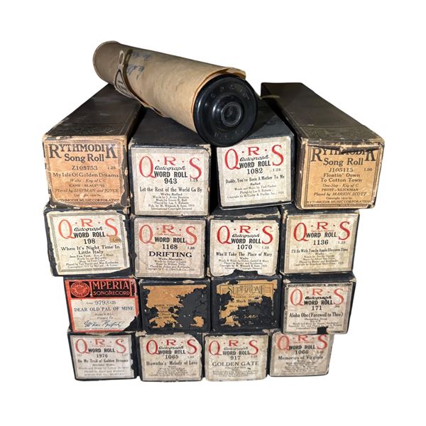 Antique Player Piano Roll Collection - QRS Autograph, Rythmodik, Imperial Song Record & Supertone (L