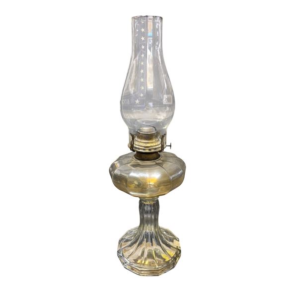 Antique Pressed Glass Oil Lamp with Chimney