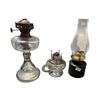 Image 1 : Group of Antique Glass Oil Lamp Fonts with Burners